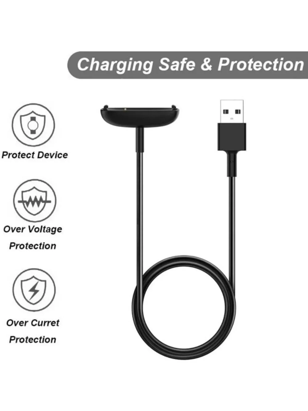 Fast Charging Cable & Wall Plug for Fitbit Inspire 3 Smartwatch - Durable
